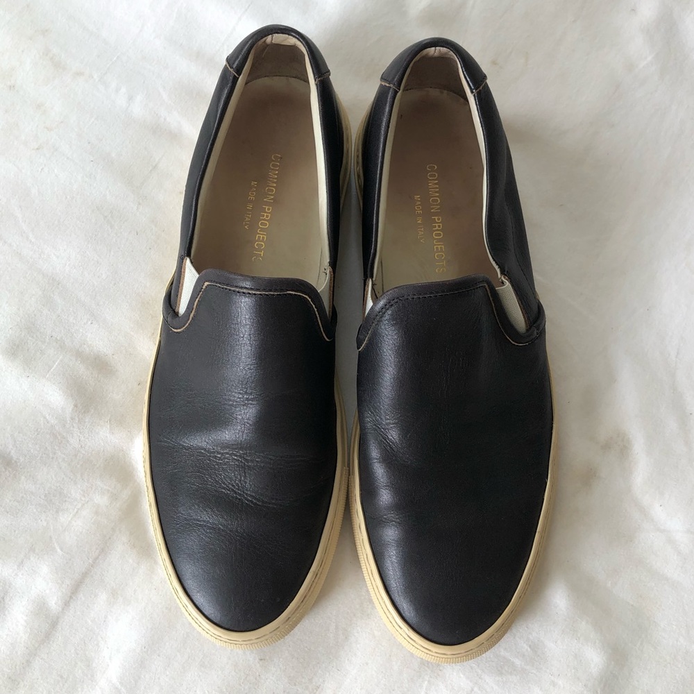 Common Projects Men’s Slip-On Black Leather Shoes